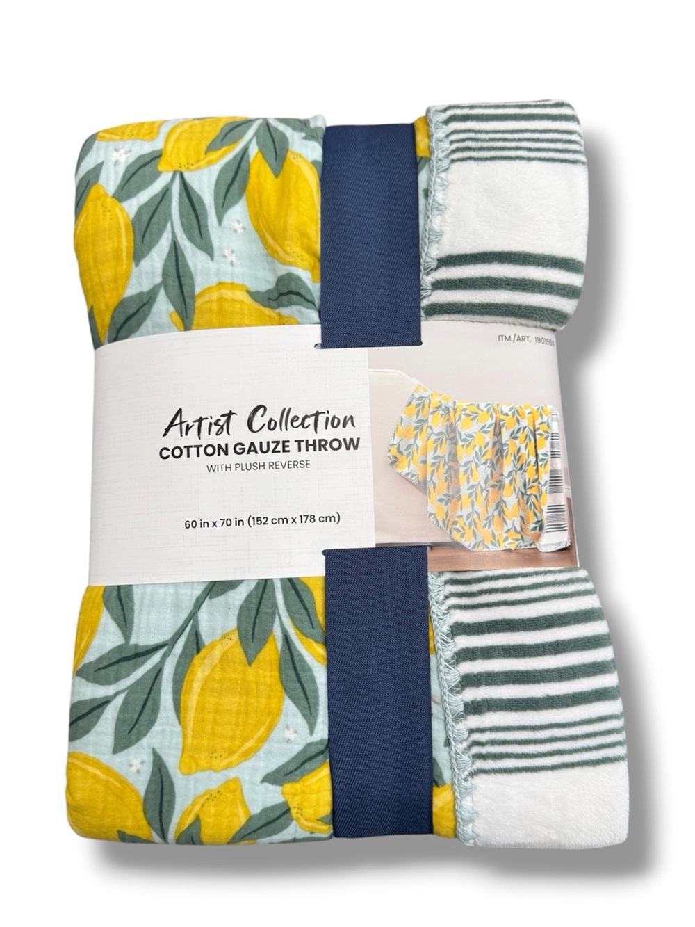 Artist Collection Cotton Gauze Throw - Yellow Lemon Print 60”x70”
